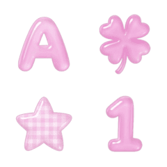 ピンク ABC 123 デコ文字 絵文字