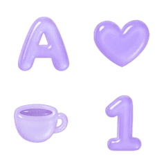 紫 ABC 123 デコ文字 絵文字