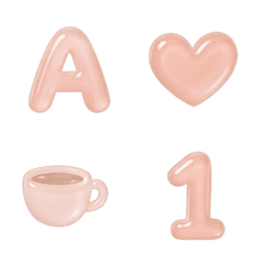 淡いオレンジ ABC 123 デコ文字 絵文字