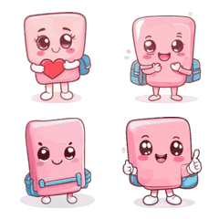 Cute Eraser Emoji Kawaii School Sticker