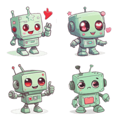 Retro Robot Emoji Cute Vintage Sticker