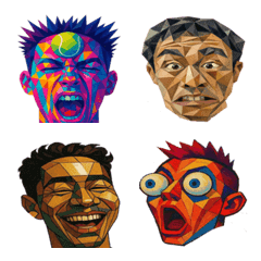 An emoji of an old man drawn in Cubism