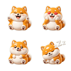 Puffy Sticker! Chubby Shiba Inu Emotions