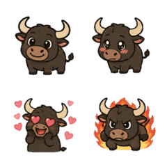 かわいい闘牛の表情絵文字