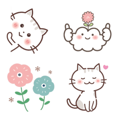 [Emoji] Cat, sky, and flowers