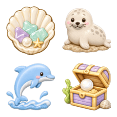 夏日海洋夥伴3D表情符號