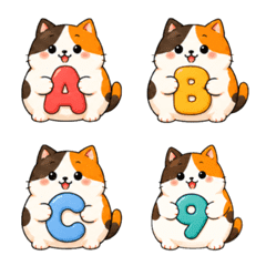 Emoji alphabet number chubby cat