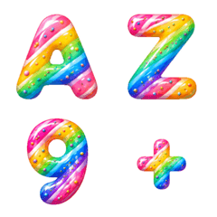 Emoji alphabet number candy rainbow
