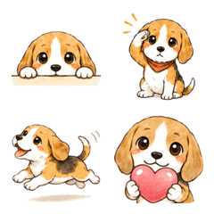 可愛比格犬日常表情貼