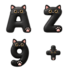 Emoji alphabet number black cat