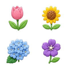 愛花人的黏土風花朵表情貼