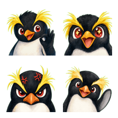 Watercolor Rockhopper Penguin Emoji