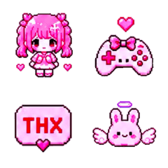 Pink Gamer Life Pixel Emojis