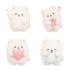 Animated Round Polar Bear Plush Emoji