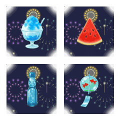 Glowing Summer Night & Fireworks Emojis