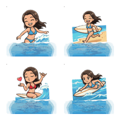 Sexy Bikini Surf Girl Animated Emojis
