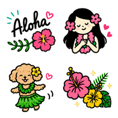 Cute Hula Girl & Hawaii Emoji