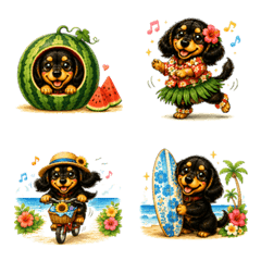 Dachshund & Summer Icons Emojis