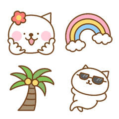White cat's Summer Emoji