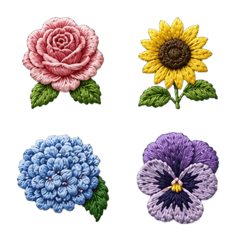 愛花人的刺繡花朵表情貼