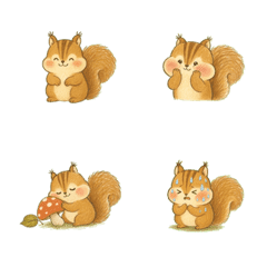 絵本みたいなクレヨンタッチ♡もふもふリス
