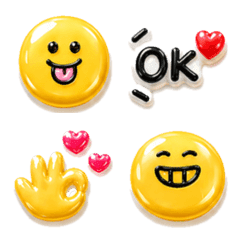 Puffy, colorful, shiny emojis