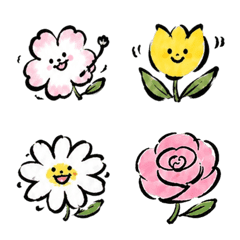 愛花人的毛筆花朵表情貼