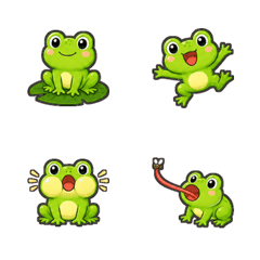 Green Frog Funny Poses