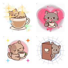 Cozy Cafe Cat Muted Color Anime Emoji