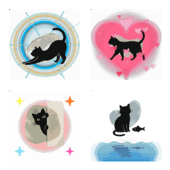 Animated! Cool Expressionless Black Cat