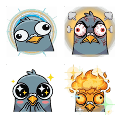 Pop-Out Eyes! Crazy Pigeon Emoji