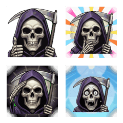 Animated Purple Hood Grim Reaper Skull