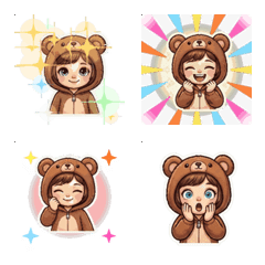 Animated Bear Costume Girl Emoji