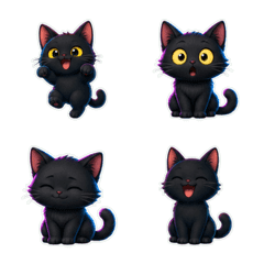 ネオン風黒猫1A