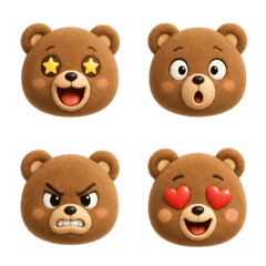 Cheeky Brown Bear Emoji Many Moods