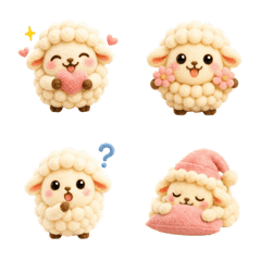 Wool Felt Sheep Everyday Emoji.