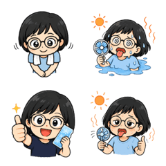 圓眼鏡女孩夏日表情貼