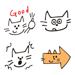 ねこまみれ　白フチ線画