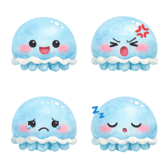 ♡雲朵兔兔表情貼69♡水母(藍)♡