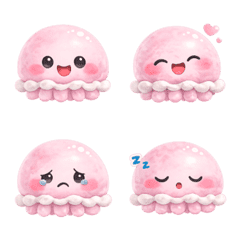 ♡雲朵兔兔表情貼70♡水母(粉)♡