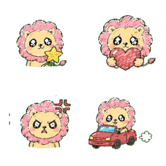 Sparkly Pink Lion Hand Drawn Emoji