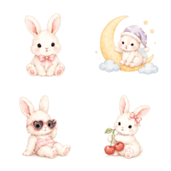 Soft Watercolor Bunny Emojis