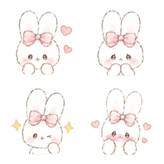 Fluffy ribbon-wearing rabbit emoji