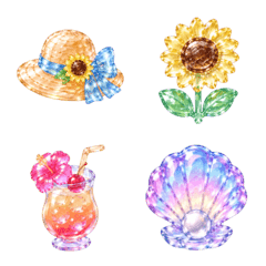 毎日使える！夏のキラキラガラス絵文字