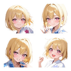 大人可愛い金髪浴衣美人 絵文字