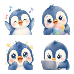 Watercolor Little Penguin Emoji