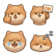 Fluffy 3D Pomeranian Sweet Emojis
