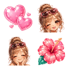 Summer Heart Sunglasses Girl Emoji