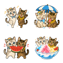夏日雙貓表情符號