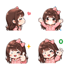 Animated emoji stickers of cute girls